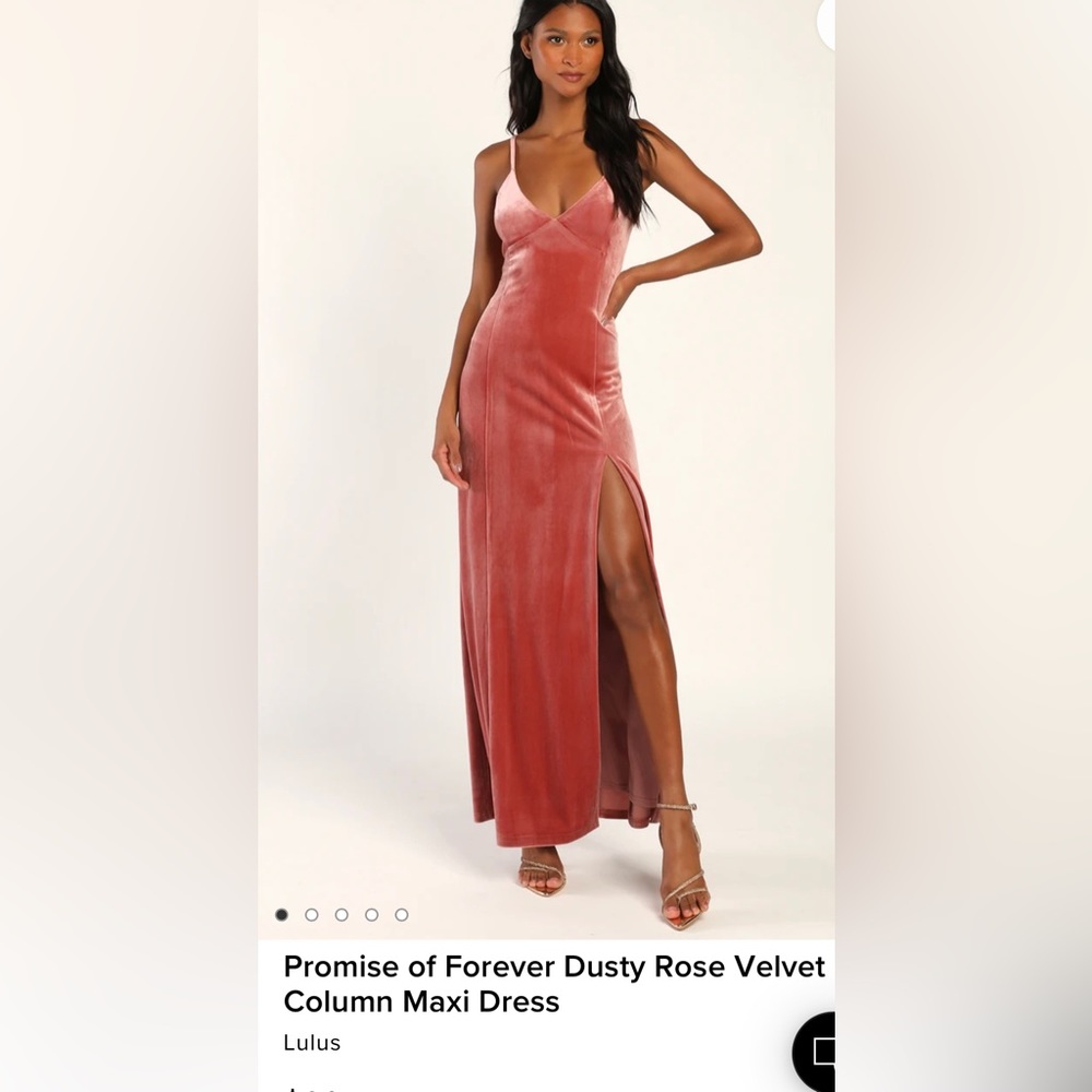 NWT lulus promise of forever dusty rose velvet maxi dress!!